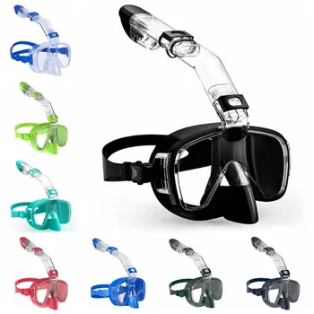 Integrirana Dihalno Cev Potapljaške Maske Tekoče Silikona Anti-Fog Polovico Obraza, Maska Za Potapljanje Nastavljiv Trak Očal