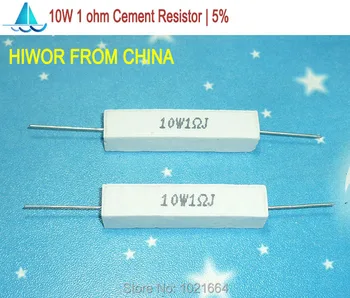 (10pcs/veliko) 10W 1 ohm Keramični Cementa Moč Upor 1 ohm TOL 5% Upori