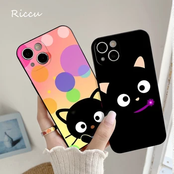Za IPhone 14 Luštna Mačka Primeru Telefon ZA IPhone 13 11 12 Pro MAX 8 7 Plus X 14 SE XR XS 13 MINI Risanka Black Cat ChococatS Zajema