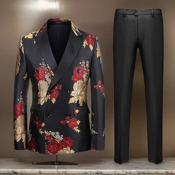 Luksuzni Cvetlični Obleke za Moške z Dvojno Zapenjanje Slim Fit Poroko Ženina Tuxedos po Meri Moški Modni Kopalke 2024 po Meri
