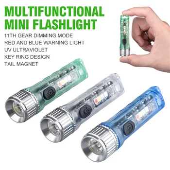 Multi-funkcijo Mini Svetilka LED Nepremočljiva Keychain Svetilka 500lm Prenosni Nepremočljiva Magnetni Opozorilo Kampiranje Baklo Luči