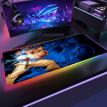 Street Fighter RGB Desk Zaščitnik Žice S Pc Gamer Pribor Svetlobni Osvetlitev Tipkovnice Tipke LED Miško Gaming Mousepad Xxl