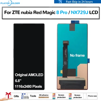 Original AMOLED Za ZTE nubia Rdeče Magic 8 Pro NX729J Pantalla lcd-Zaslon, občutljiv na Dotik Zaslon Računalnike Skupščine Nadomestni Del