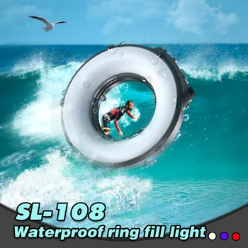 Strbea 1200LM Obroč Svetlobe Podvodne Bliskavice Splošno kamera 67 mm navojni Objektiv 4 3 Načini Barv z USB Charge Nepremočljiva Flash