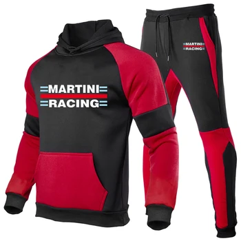 2023 Novih Moških Martini Racing Priložnostne Bombaž Športna Majica Puloverju + Modni Sweatpants Spomladi in Jeseni 2-Delni Set