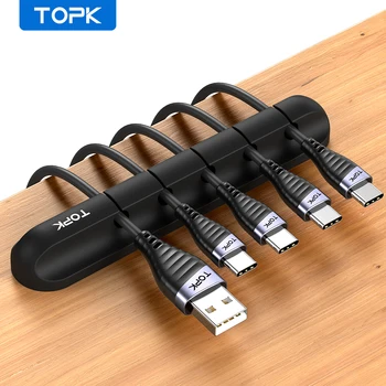 TOPK L16 Silikonski Kabel USB Navijalec Namizje Kabel organizator Upravljanje Večnamenske Posnetke Kabli Protector za Žične slušalke