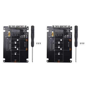 2X 2 V 1 NGFF M. 2 B+M Ključ Mini PCI-E Ali MSATA SSD, Da SATA III vmesniško Kartico Za Celoten Msata SSD/ 2230/2242/2260/22X80 M2
