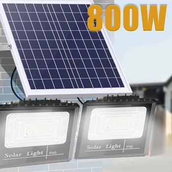 Novo 800W Sončne Pozornosti High Power Nepremočljiva Aluminija solarnimi Daljinsko upravljanje Enega Pogona Dve LED Dvorišče Žaromet