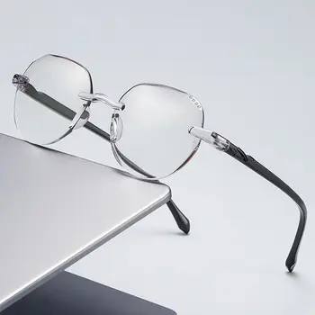 Moda Rimless Urltra-Lahka PC Anti-Modra Svetloba Obravnavi Očala Zaščito za Oči Moški Ženske Udobno Očala +100~+400