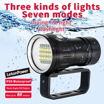 Profesionalno Podvodno 27 LED Bliskavico Svetlobe Označite Lučka 20000Lumens Potapljaško Svetilko 100M Nepremočljiva Video Kamero Baklo