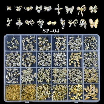 3D Butterfly Lak za Dekoracijo Zlitine Okrasnih Kit Smolo Gemstone Nohtov čarobne gumbe za Nail Art 3D Mix Crystal Nails Pribor Orodje