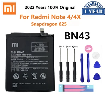 100% Prvotne Xiao mi Redmi Opomba 4 4 4 X 4100mAh BN43 Za Xiaomi Globalni Snapdragon 625 Baterije Batterie Bateria Pametni Telefon