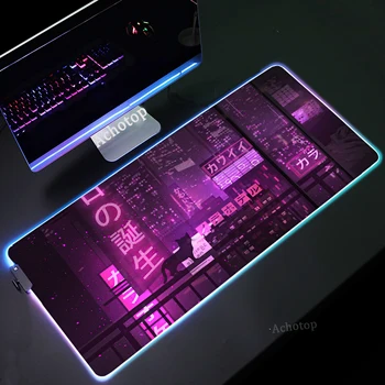 RGB Neon Mouse Pad Svetlobna Miško, Mat, LED Velikih PC Tipkovnico Blazine Igralec Osvetljen Preprogo 90x40cm Mousemats Gaming Mousepad