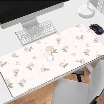Srčkan Zajec Mouse Pad Kawaii Velik Igralec Mousepad Tipkovnico Mat Anime XXXL Miško Preproge 31.4x11.8in Gume Desk Pad Design Desk Preprogo