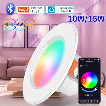10W /15W Tuya Smart LED Downlight RGB+CW+WW z Bluetooth App Alexa Smart Življenje Glasovni Nadzor za dnevno Sobo, Spalnica Dekoracijo