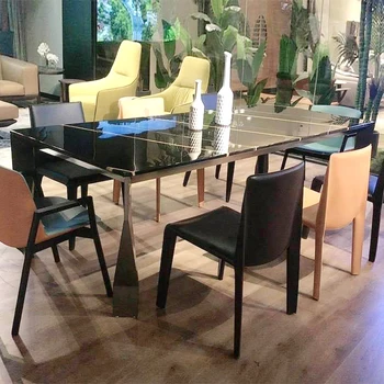 Novi Lauren črno zlato, marmorja jedilno mizo doma pravokotna jedilna miza in stol kombinacija minimalističen italijanski jedilnico tabl