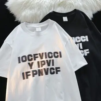 Poletje priložnostne nekaj kratka sleeved graphic T-shirt za moške in ženske y2k street fashion natisnjena črka, hip-hop top harajuku