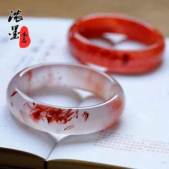 Nakit Debelo s Črnilom Naravnih Južno Rdeče Jade Baoshan Zapestnica velikost:58~60 mm