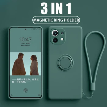 Original Tekoče Silicij Primeru Za Xiaomi Mi 11 Lite 5G SV Primeru Xiaomi Mi 12 11T Pro 10T 10 T 11i Držalo Magnetno Stojalo Zadnji Pokrovček