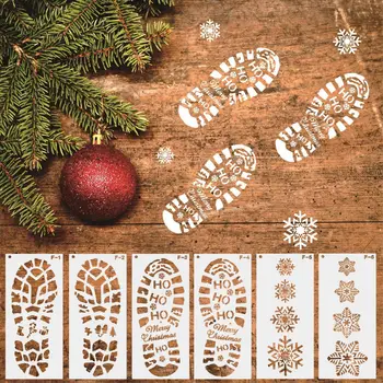 4/6PCS Božič Stopinjah Slikarstvo Predlogo Snežinka Santa DIY Album Kolorit Reliefi Matrica Božič, Novo Leto Doma Deco