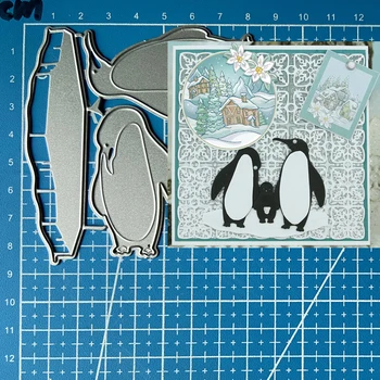 Srečen Boginja Rezanje Kovin Matrice Penguin družine diy Scrapbooking Foto Album Dekorativni Okrasni Papir, Kartice Obrti Die