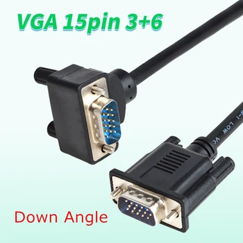 VGA 15pin 3+6 Kota kabel VGA moški ravne na VGA Levo in Gor in Dol pod Kotom 90D moški Kabel Za Projektor,Računalnik,Monitor HDTV