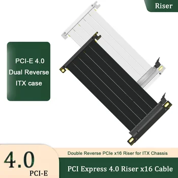 Črno Bela Dvojna Povratne PCI Express 4.0 Riser X16 Kabel Grafike, Video Kartice, GPU ITX formata A4, Mini PC Primeru Pcie Biti Podaljšek