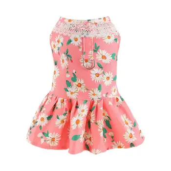 Očarljivo Pet Obleka z Rožo Design Modi Pet Obleko z Zajček Prsih Trak Cvet Dekoracijo Sezone Kostum za Mala
