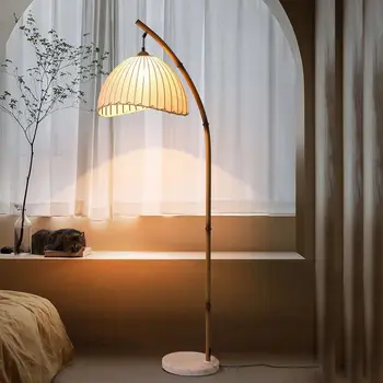 Retro nordijska talna svetilka, dnevna soba Zen doma študija Čaj spalnica ustvarjalne postelji pokonci lučka za branje doma dekor luminaria