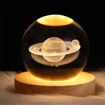 Žareče Planetarni Projektor Galaxy Astronavt Kristalno Kroglo Nočna Lučka za Napajanje USB Topli Postelji Luči Božič Otrok Darilo Nočna Lučka
