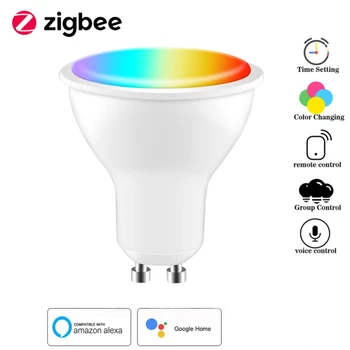 Tuya GU10 Zigbee LED Žarnica Smart Zatemniti Sijalka RGB CW WW Reflektorji LED Žarnice Glasovni Nadzor Dela Z Alexa Yandex